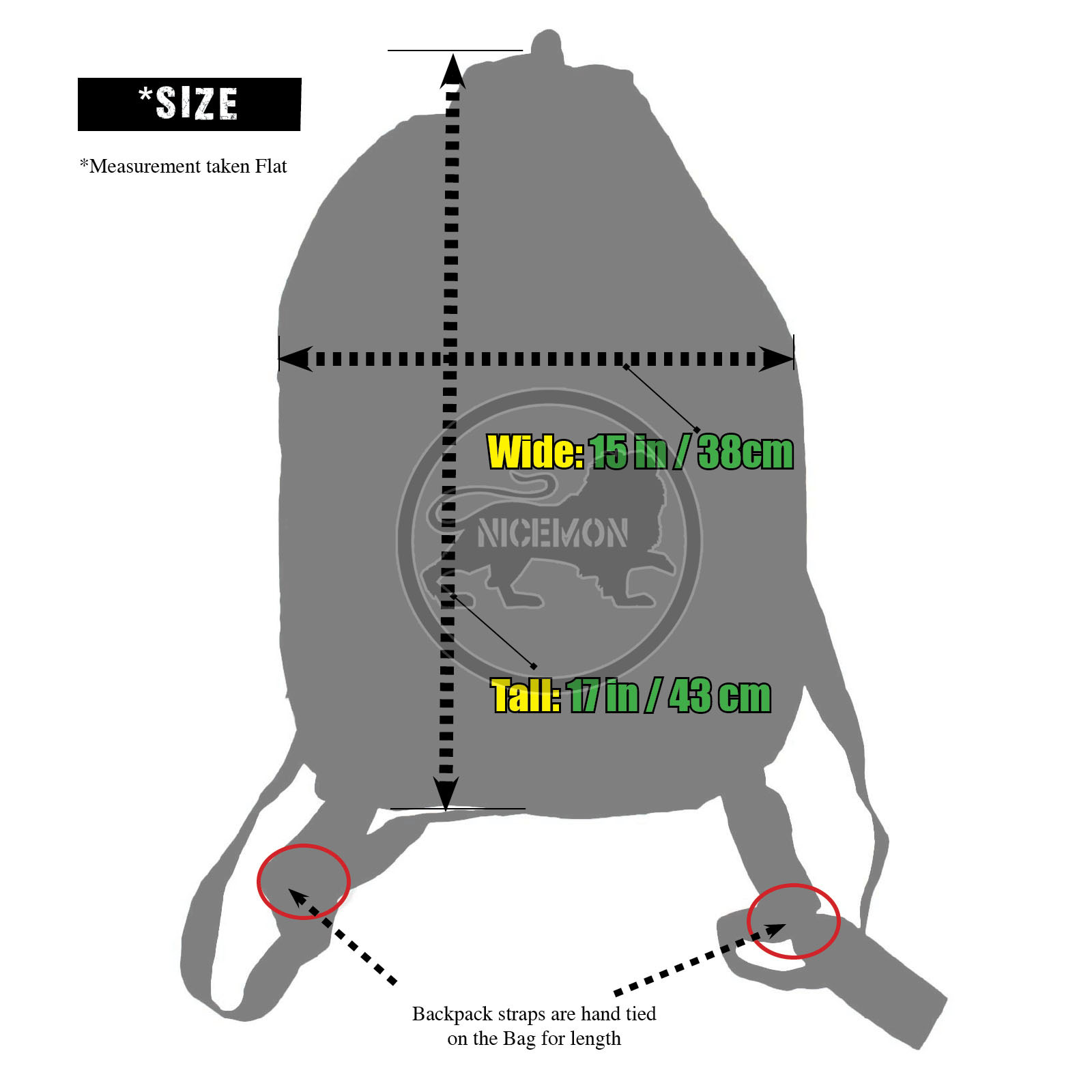 Sufer Reggae Rasta Hawaii Backpack Sack Tote Bag Hippie Irie Jamaica Marley 17″