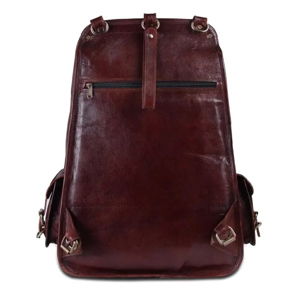 Vintage Leather Backpack Brown Rucksack Laptop Bag Handmade Travel Mens