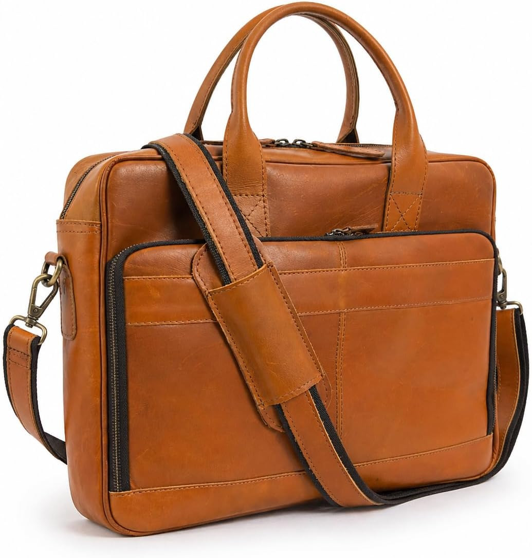 Stylish Leather Briefcase for 16″ Laptop – Durable Office & Travel Bag