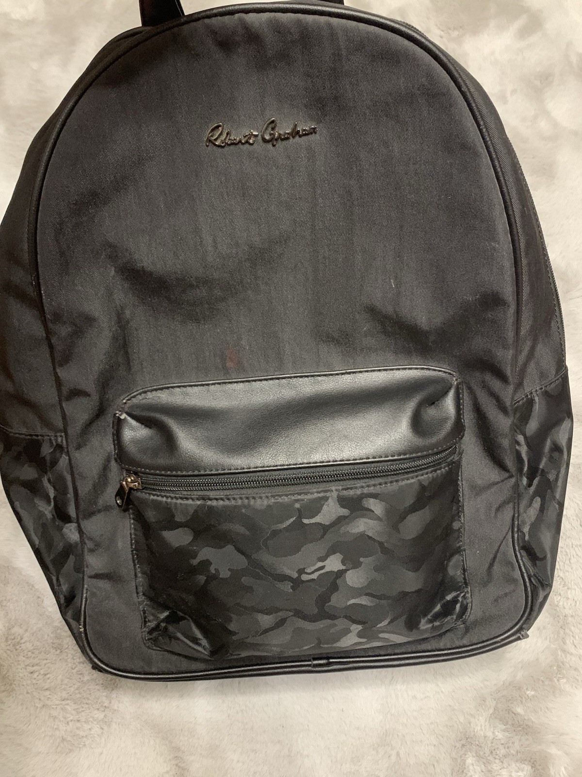 Robert Grahm Black Camo Skull Travel Backpack Bag Designer Rare
