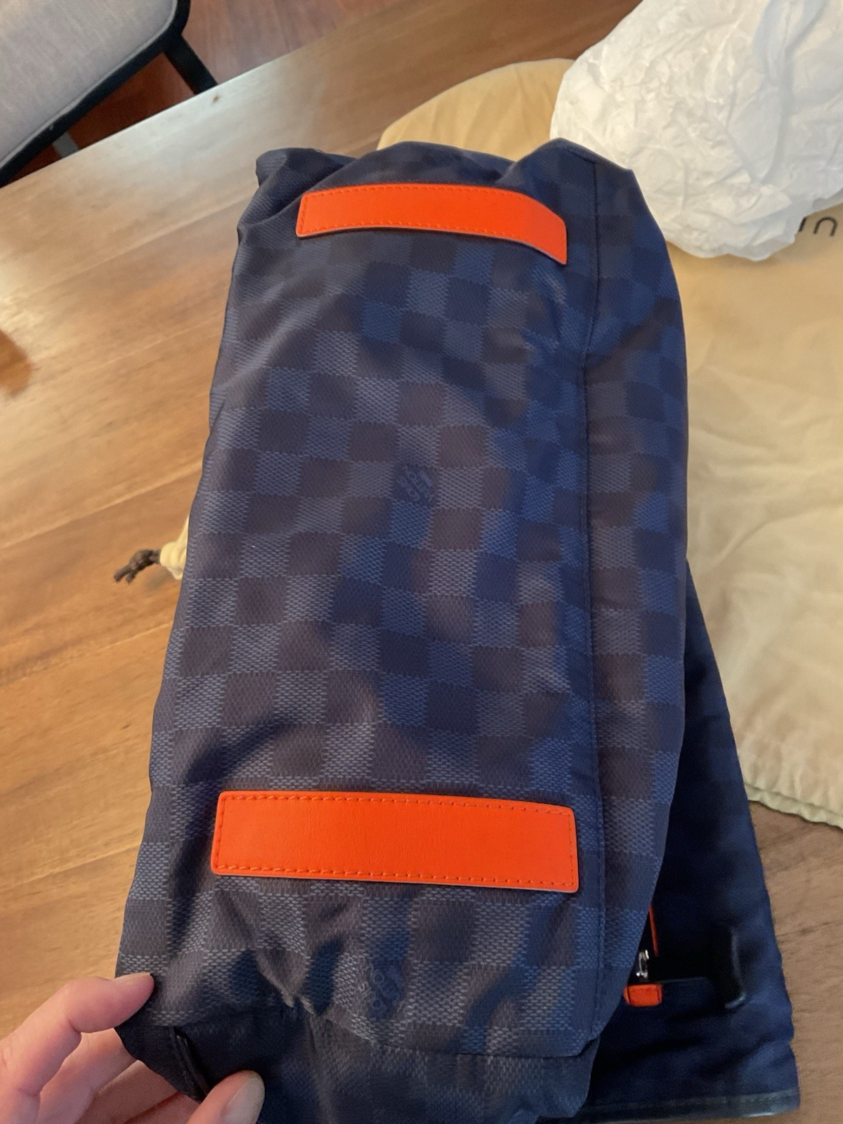 Louis Vuitton Checkered Messenger Bag Blue/Orange Zip Closure. Hard to find.
