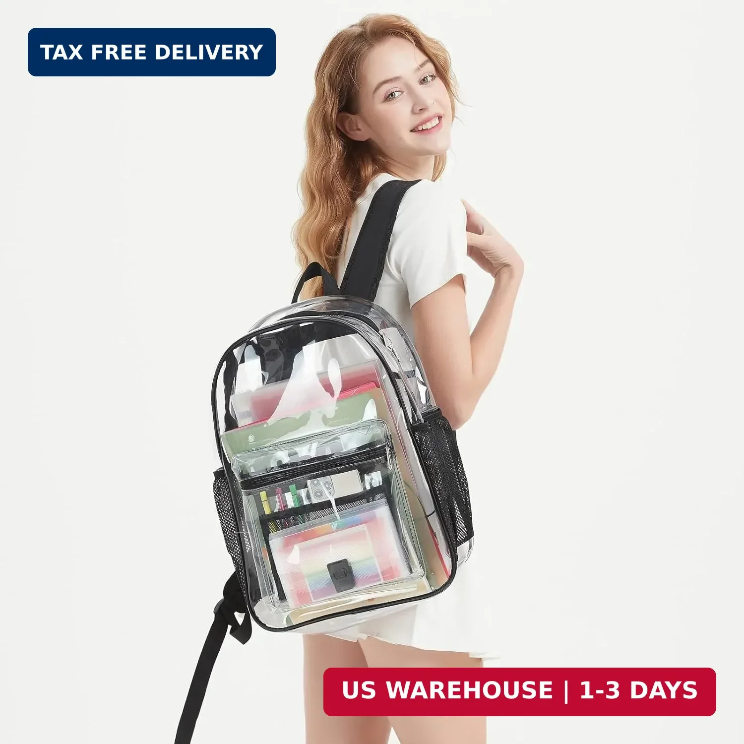 Clear Backpack, Heavy Duty PVC Transparent Backpack, Clear Book Bag,See Through