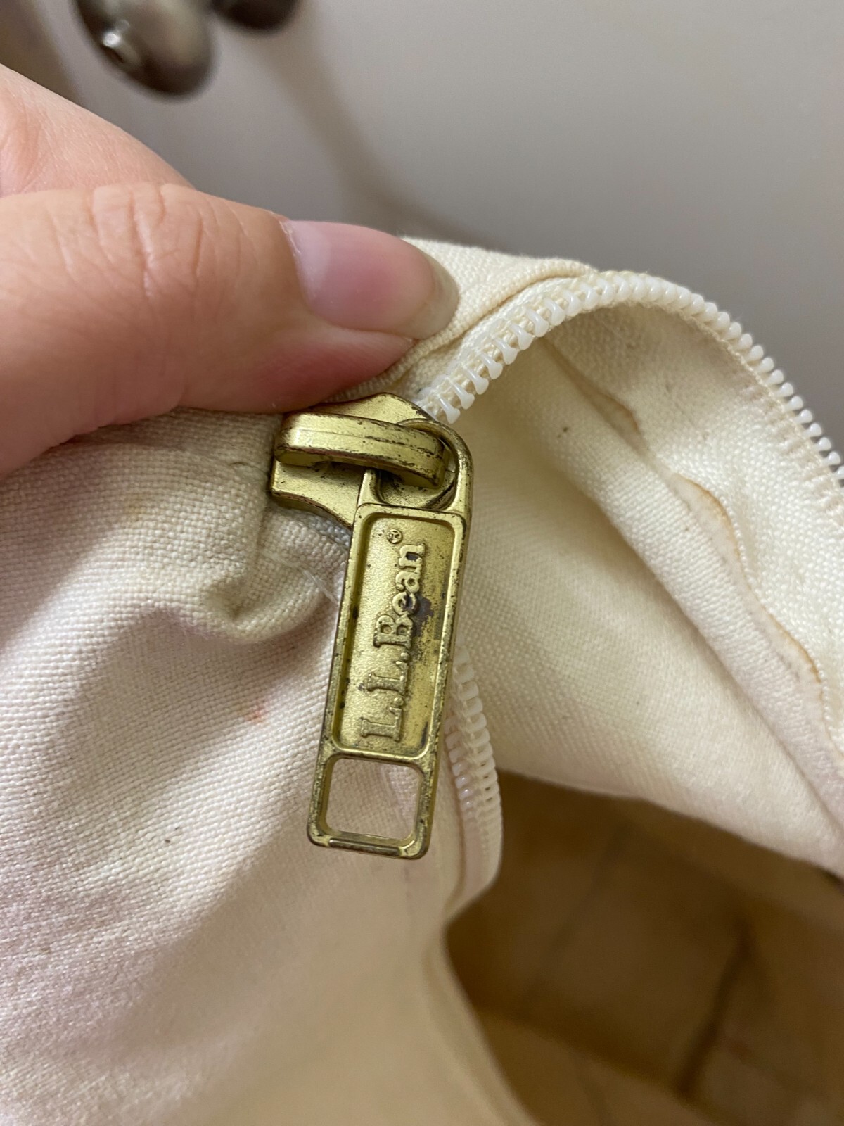 Vintage LL Bean Classic Canvas BOAT AND TOTE ZIPPER Bag PINK WHITE MOM