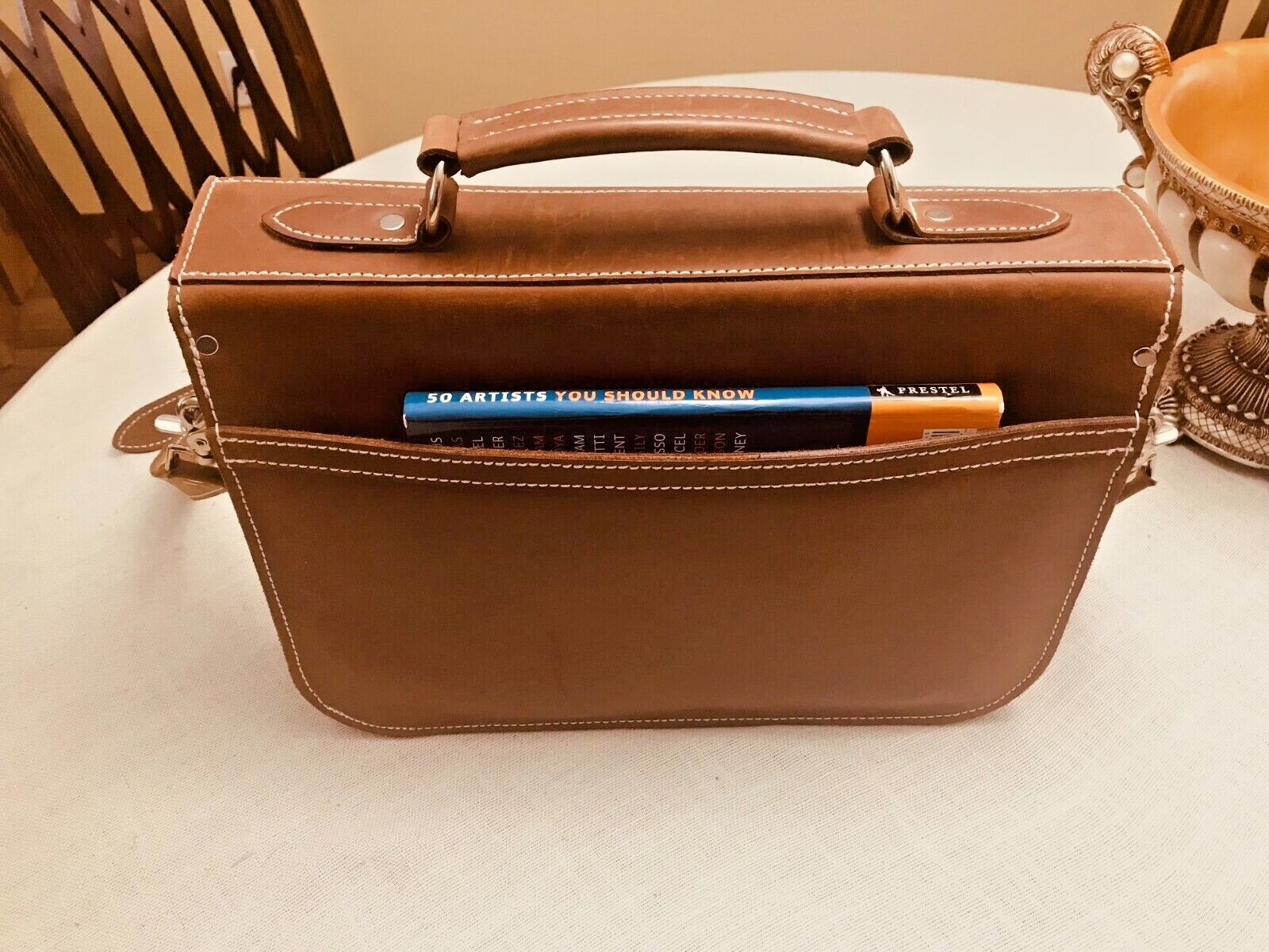 100% Handmade Heavy Saddle Leather Briefcase / Messenger Bag – GERMANY