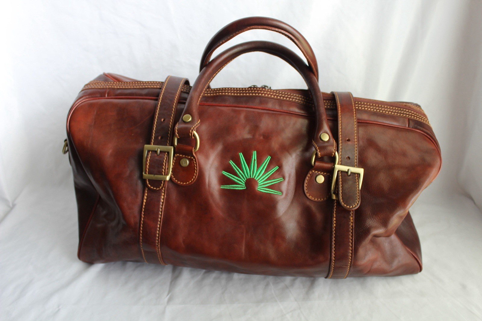 Genuine Leather Duffle Bag Brown Made In Italy Travel Bag 21”x10”x10”