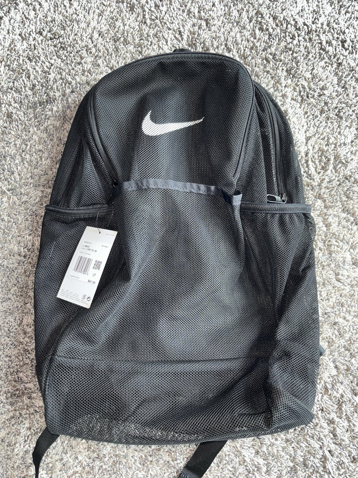 Nike Brasilia MESH Training Gym School Backpack 26L BLACK BA6050-010 Bookbag NEW