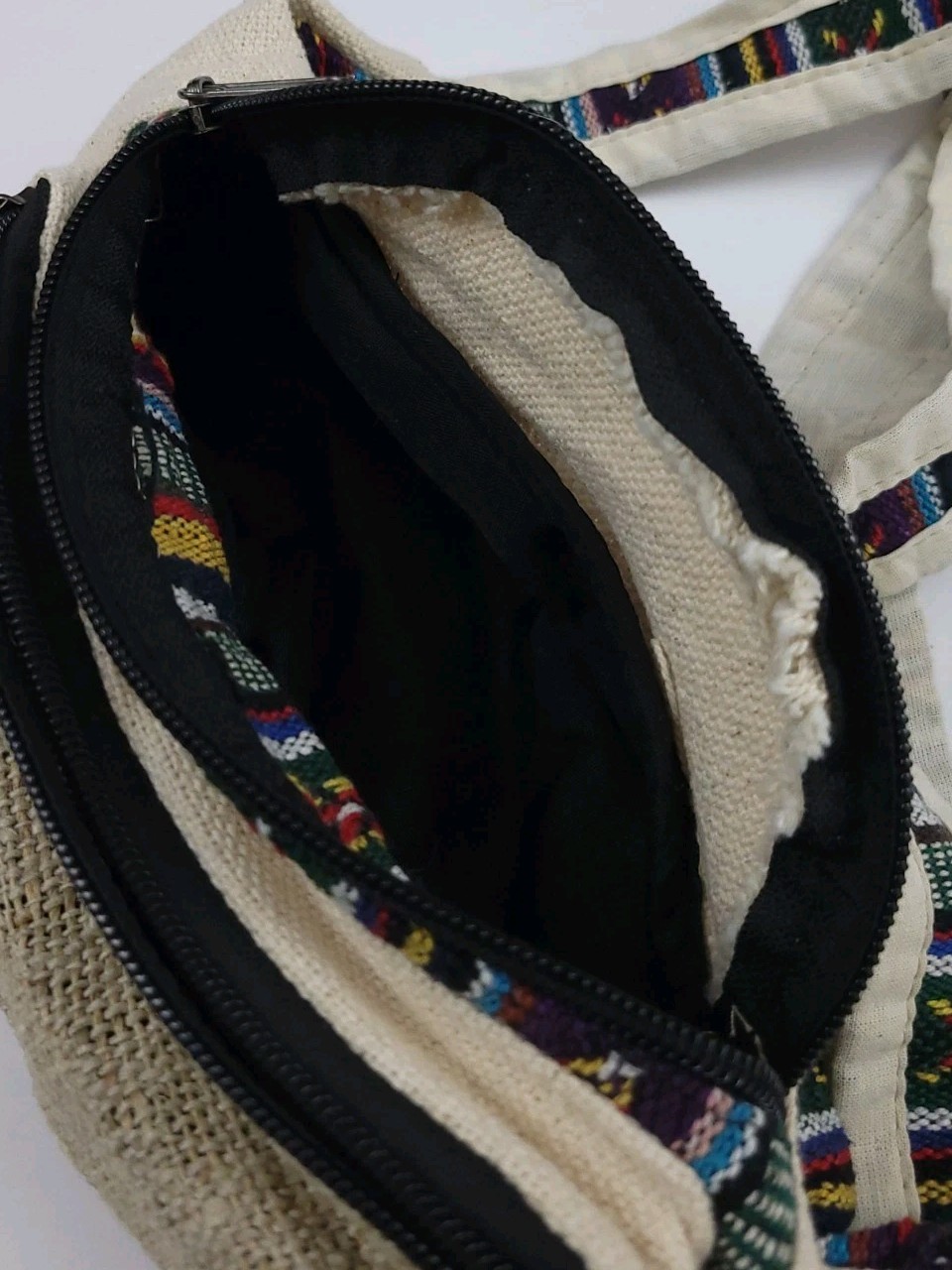 Himalayan Hemp Multicolor Boho Pattern Fanny Pack Waist Bag Made In Nepal Vtg