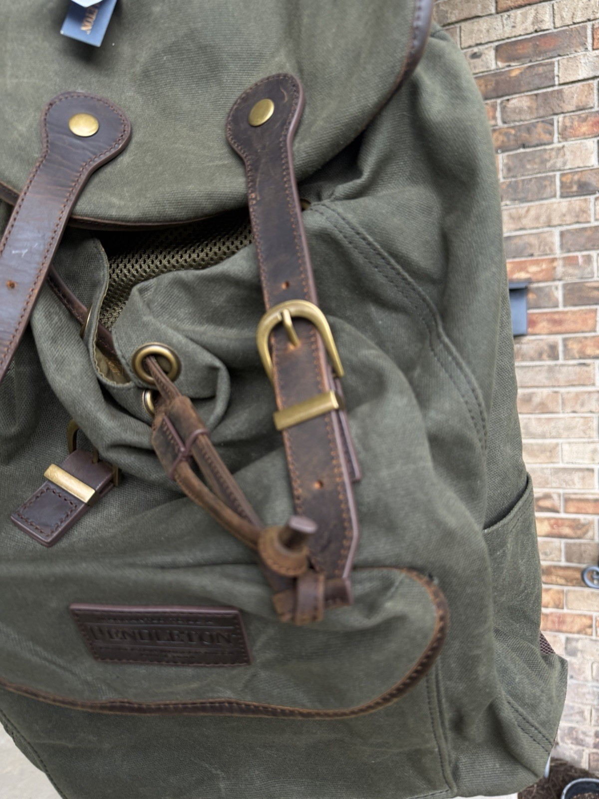 NEW Pendleton Odyssey Backpack 20x15x6″ 30L Olive Waxed Canvas Leather Trim
