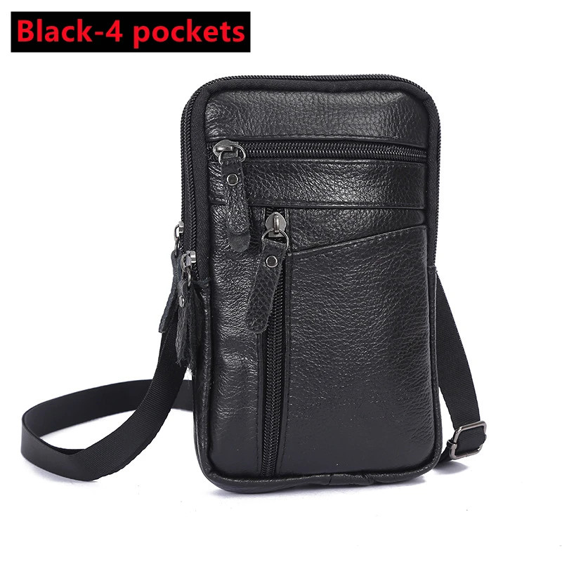 Men’s Genuine Leather Waist Pack Small Crossbody Bag Phone Pouch Belt Bag Compac