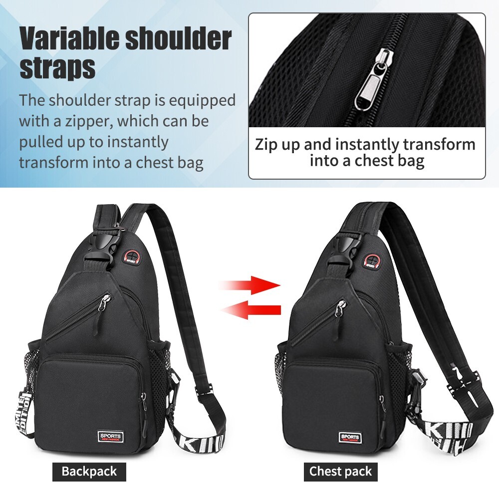 Men’s Nylon Sling Bag–Backpack Chest Shoulder Crossbody Fanny Pack Sport Travel