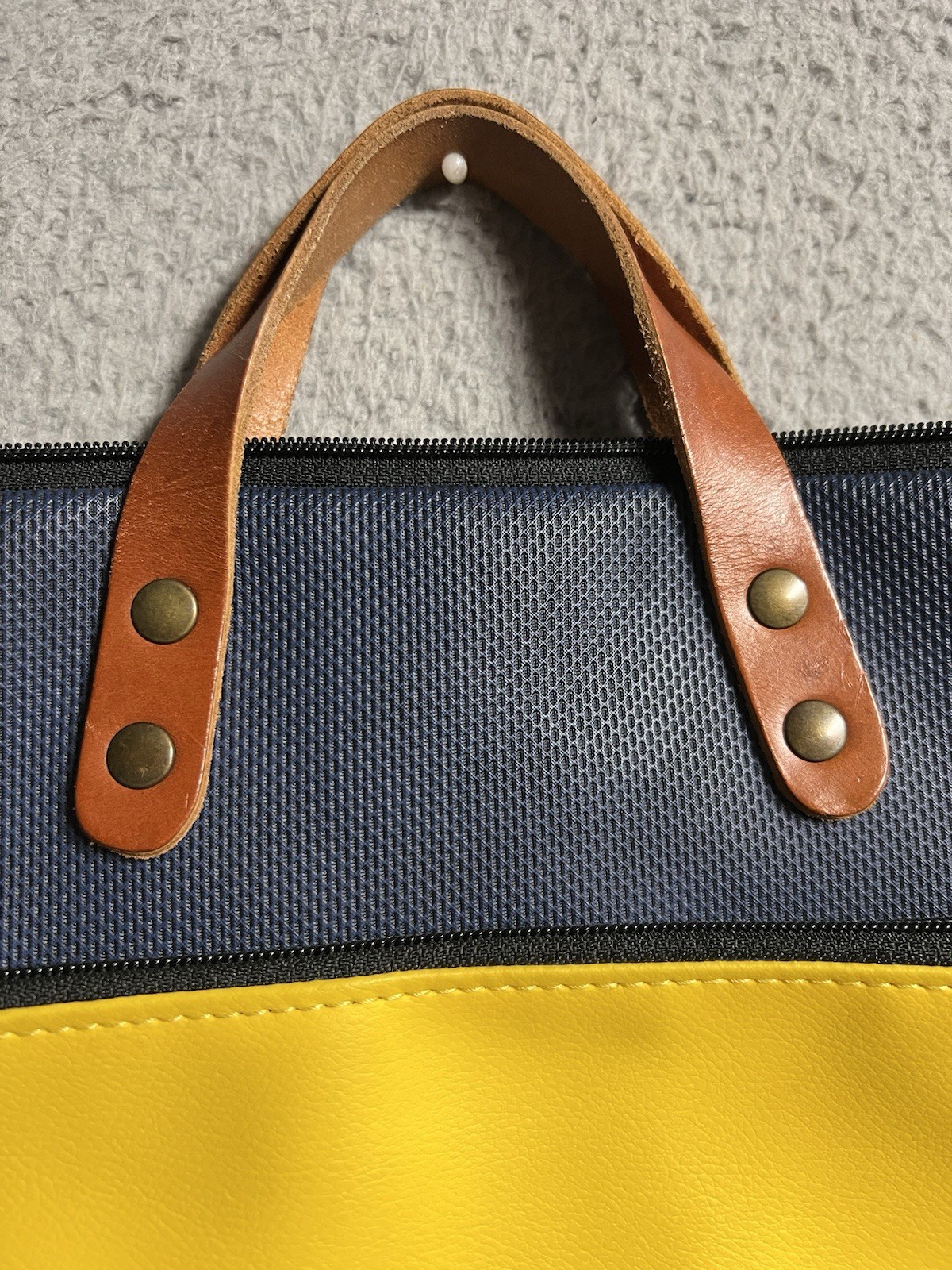 Eco Friendly Daniel Chong Waterproof Backpack Navy Blue Mustard Yellow 10″x13″