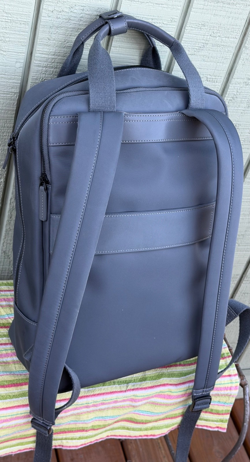 Monos Metro Backpack Dover Grey Nylon Vegan Leather Trim Travel Rucksack