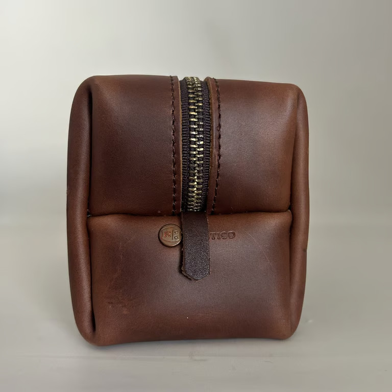 Rustico Wagoneer Leather Toiletry Bag Dopp Kit Brown Jeep Travel Case Made in