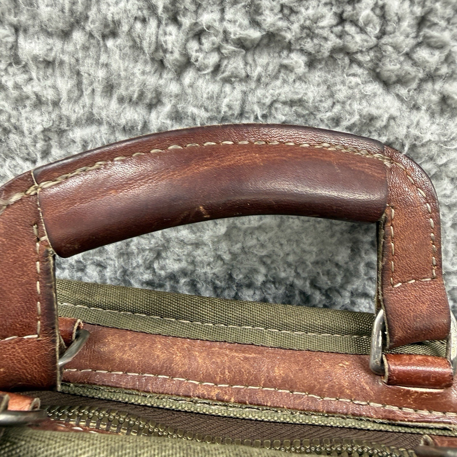 Vintage Orvis Canvas & Leather Briefcase Messenger Bag Shoulder Bag USA Green Ta