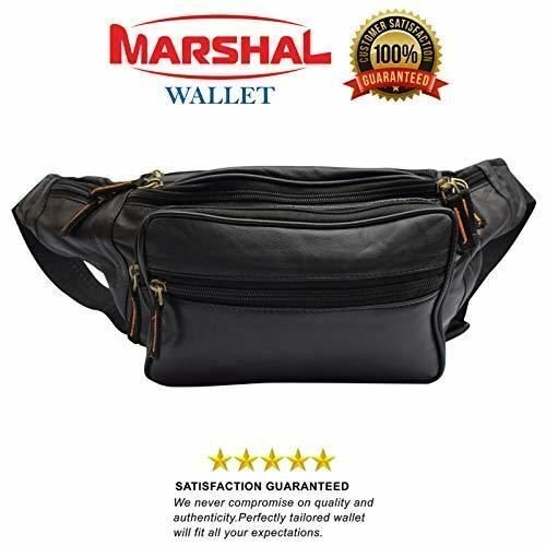 Fanny Pack Outdoor Travel Leather Fanny pack Leather Large Size 7 Pockets Waist