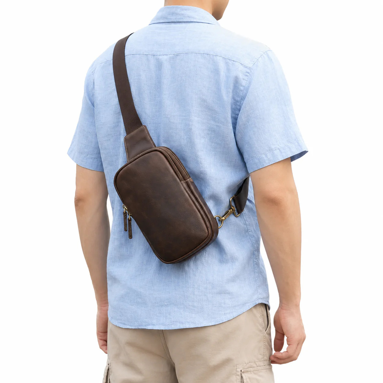 Vintage Genuine Leather Sling Bag for Men | Crossbody Chest Pack | Travel Bag