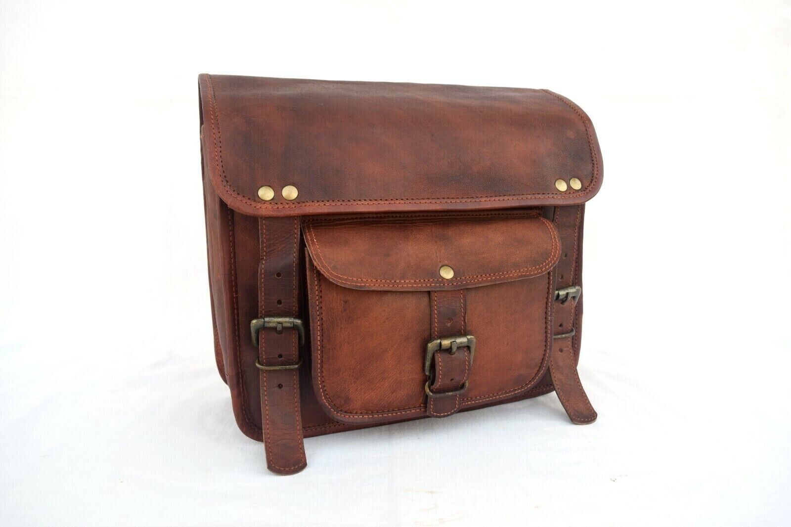 Handmade Leather Biker Side Bag Satchel Bike Motorcycle Fanny Pack Small 11 In