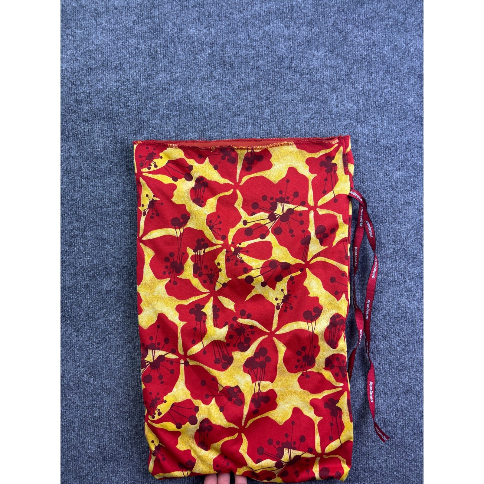Patagonia Drawstring Bag Unisex OS Red Yellow Floral Gear Pouch Storage