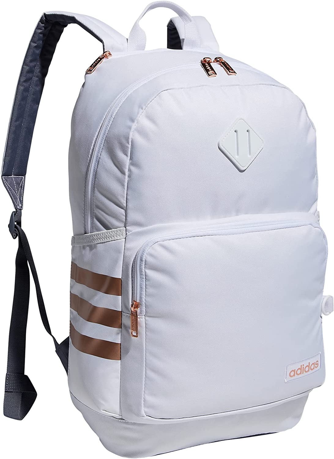 L@@K! Adidas Classic 3S White Rose Gold Onix Grey Hiking Sports School Backpack