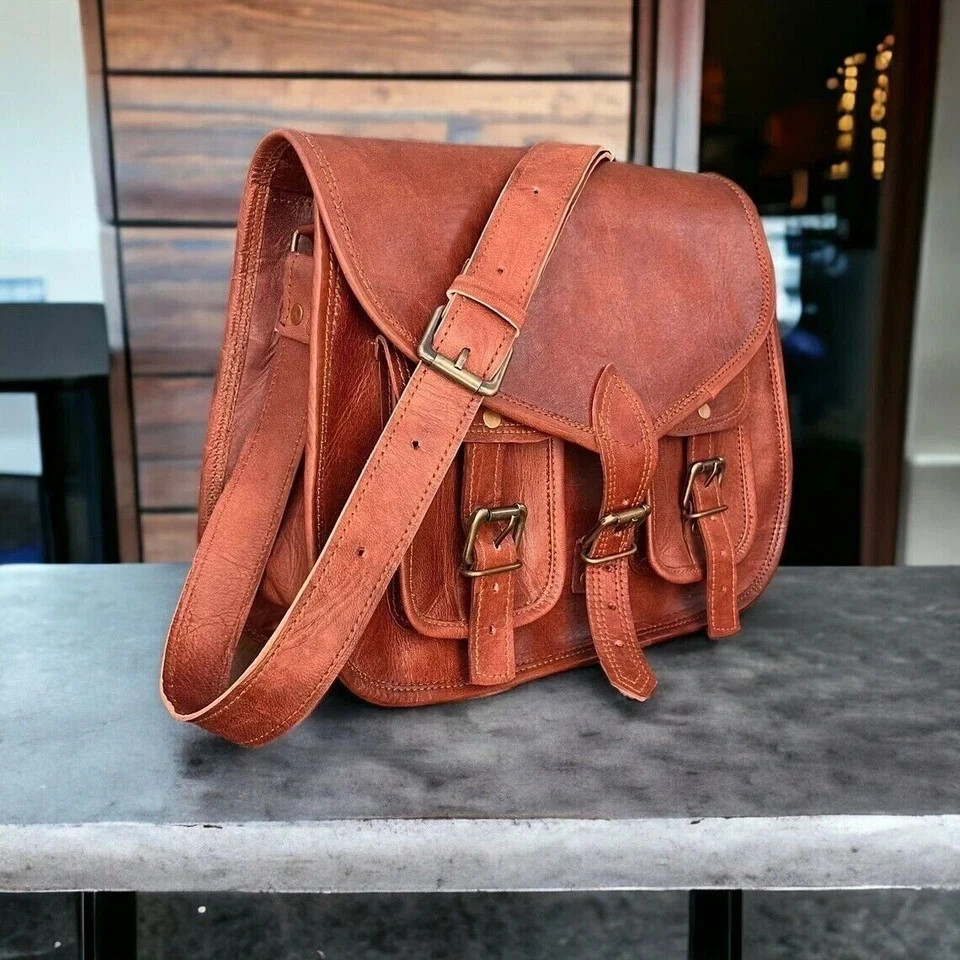 Men’s Aesthetic Leather Messenger Satchel Bag Handmade Vintage Brown New