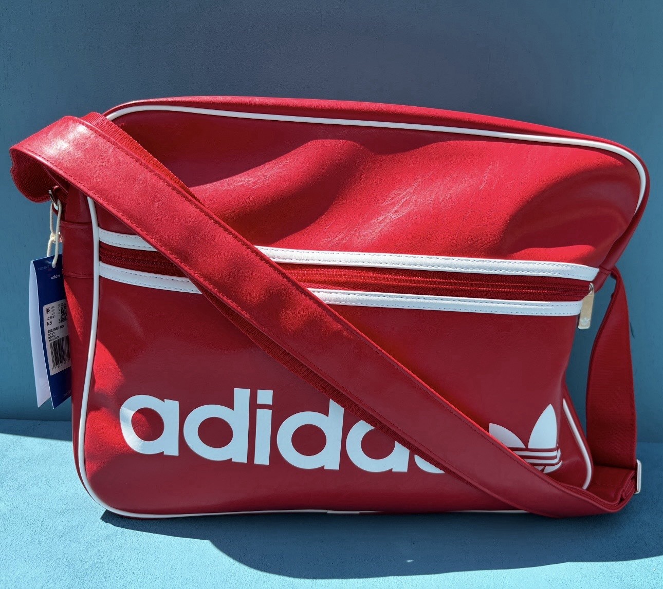Adidas Unisex OG Airliner Red/White Logo Shoulder Messager Bag 4″X15.25″X11.75″