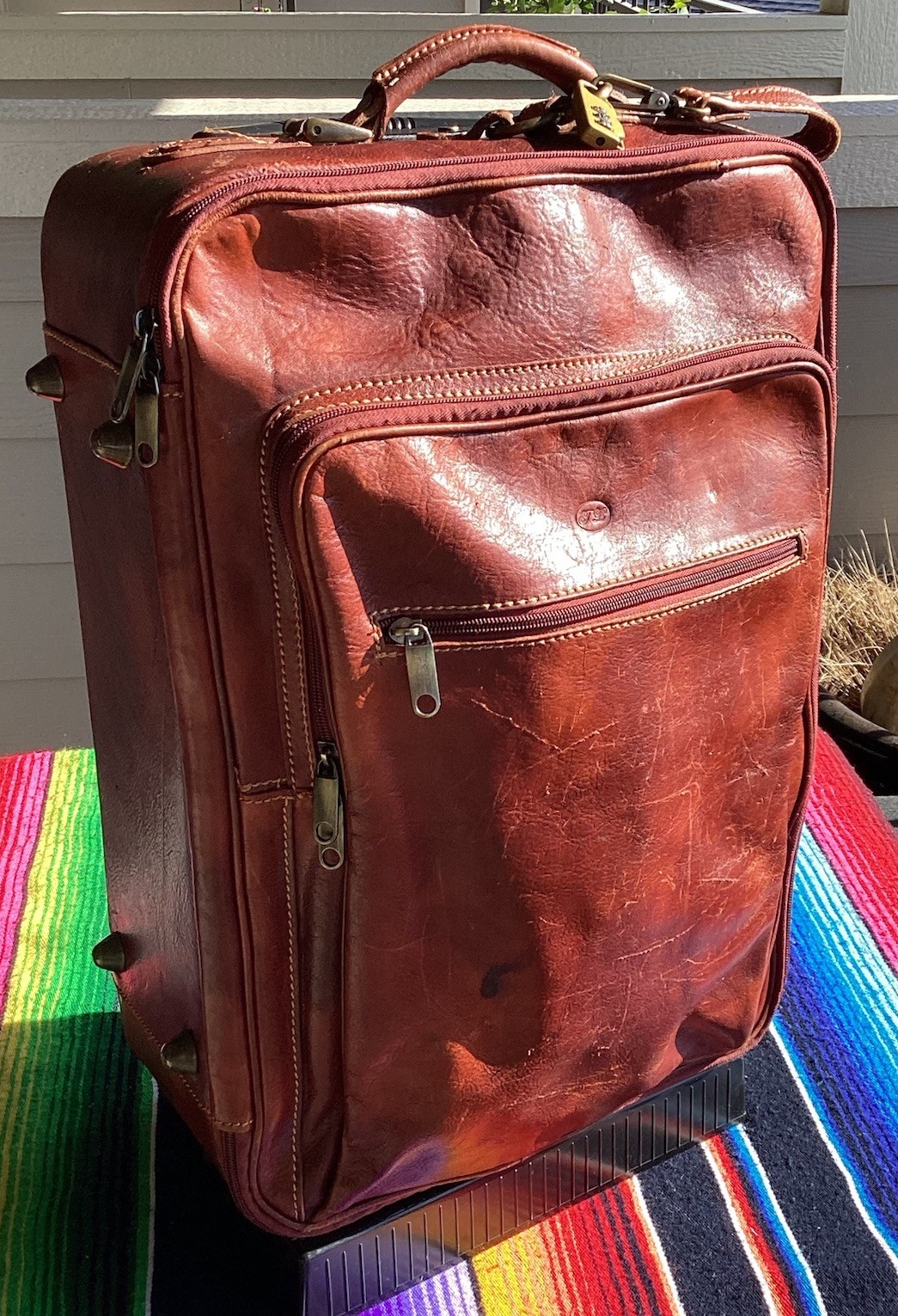 Vintage THE BRIDGE Leather Rolling Trolley Bag Distressed Hand Made In Italy