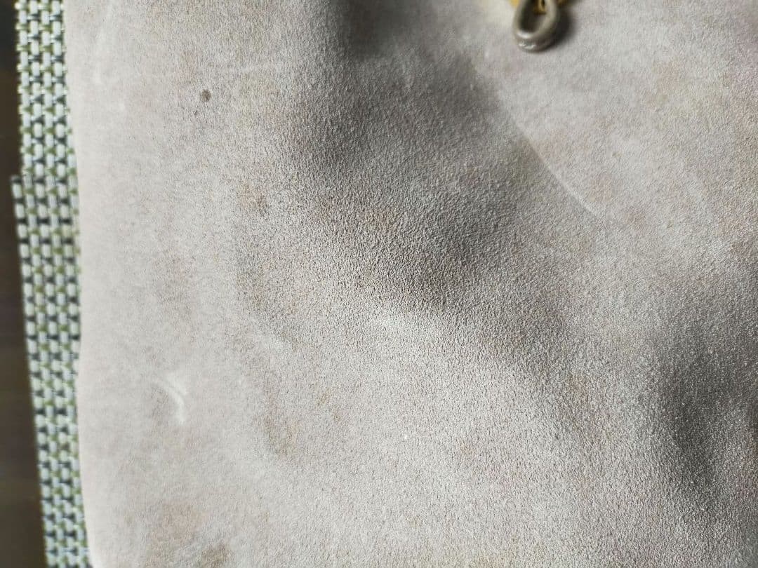 Vintage RALPH LAUREN Suede Shoulder Bag Charm Satchel Beige Gray Tote Women JPN