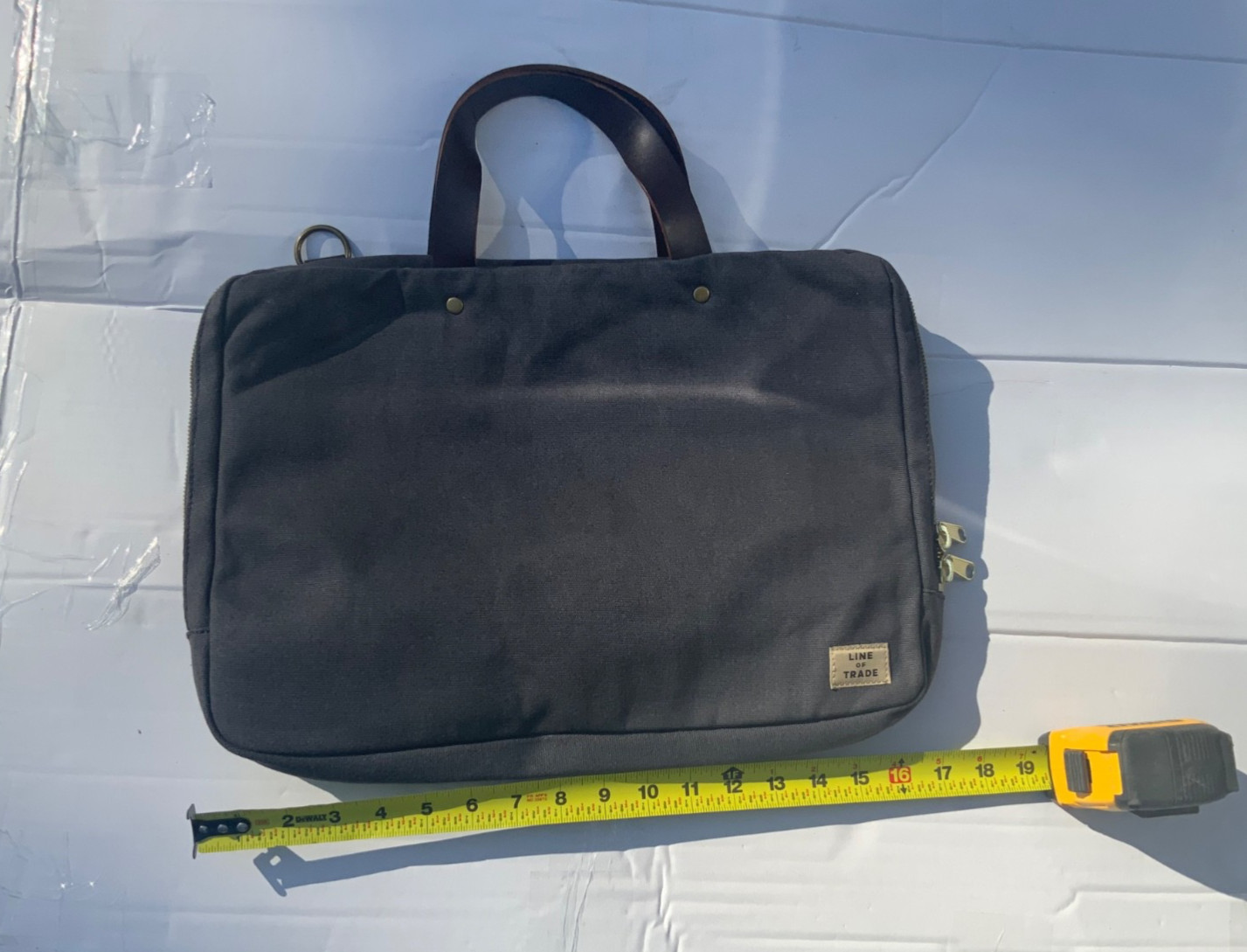 Line Of Trade Canvas Laptop Bag w/ Leather Double Handles & shoulder strap