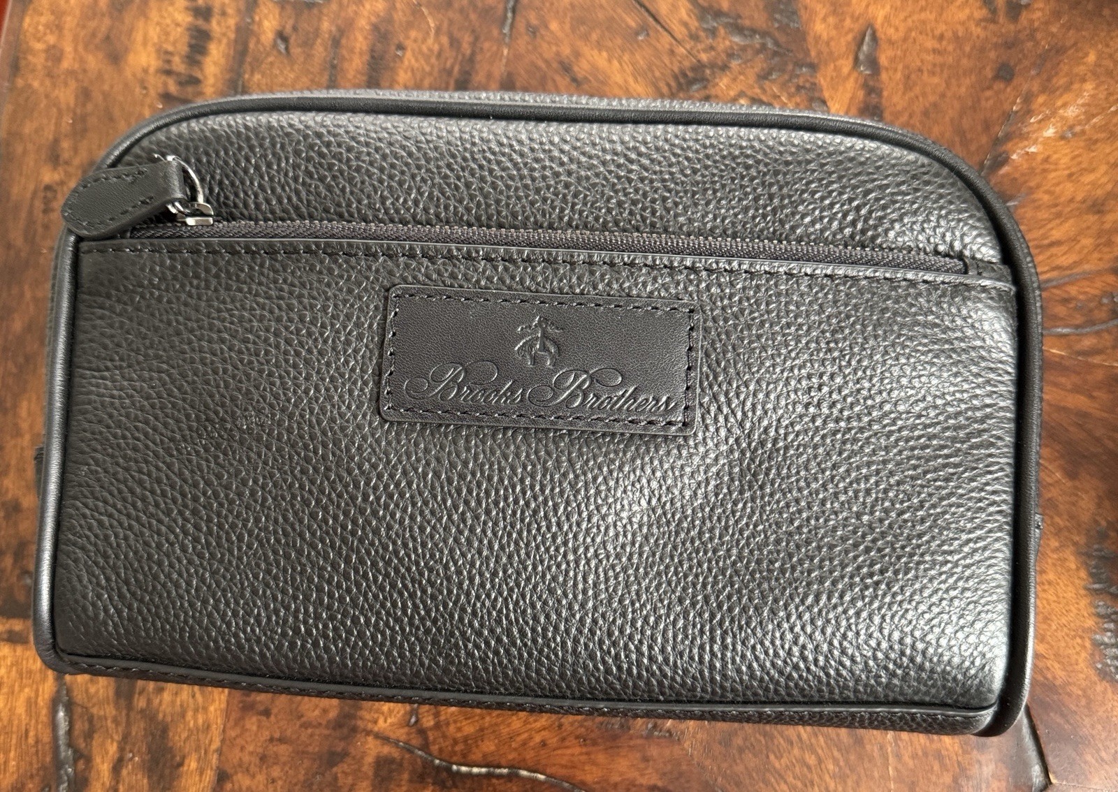 Brooks Brothers Pebbled Leather Dopp Kit Black