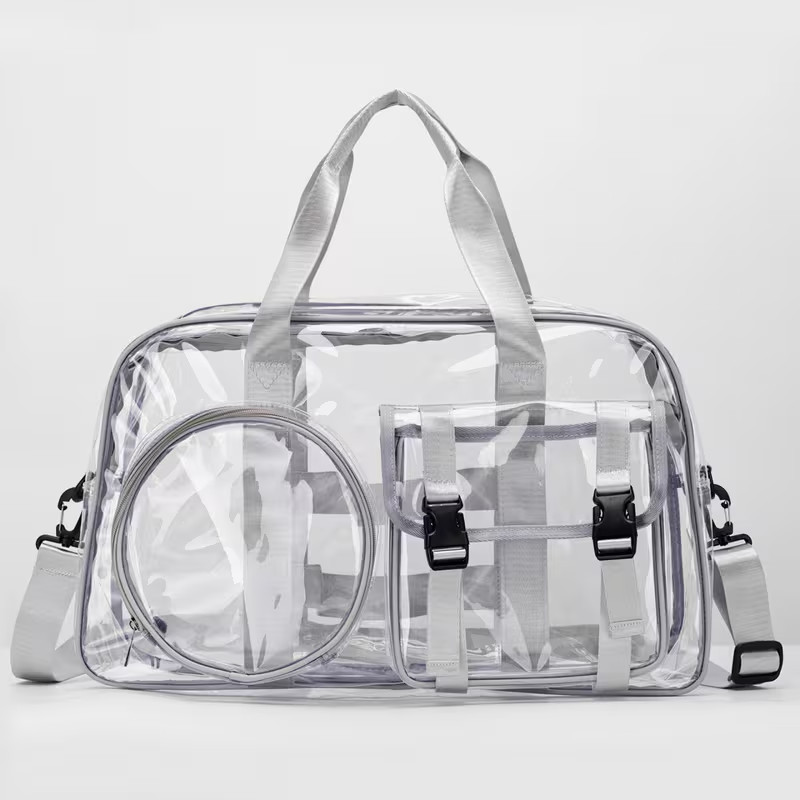 (GRAY) Stylish Casual Transparent PVC Outdoor Travel Bag Spacious PVC Sports Gym