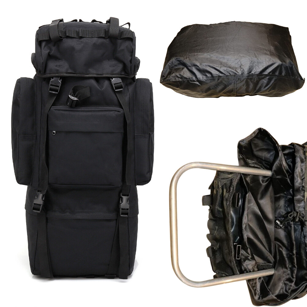 Tactical 65L Backpack Camping Rain Cover Rucksack Nylon Waterproof Hiking Bags