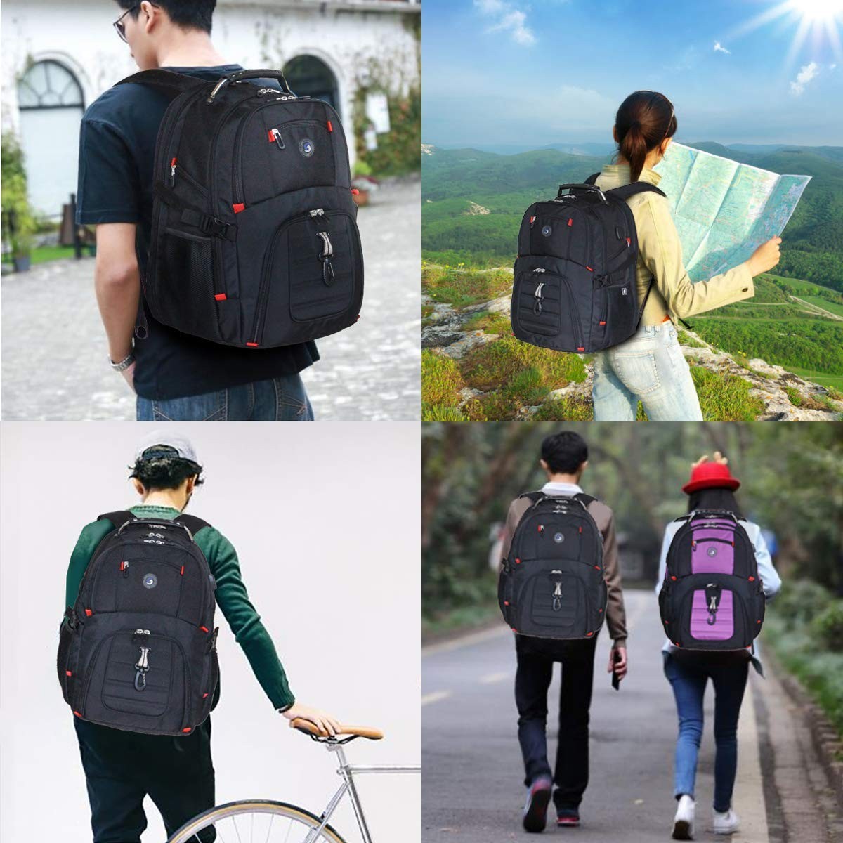 Extra Large 50L Travel Laptop Backpack, 17″ Fits, Combination Lock, Airline Appr