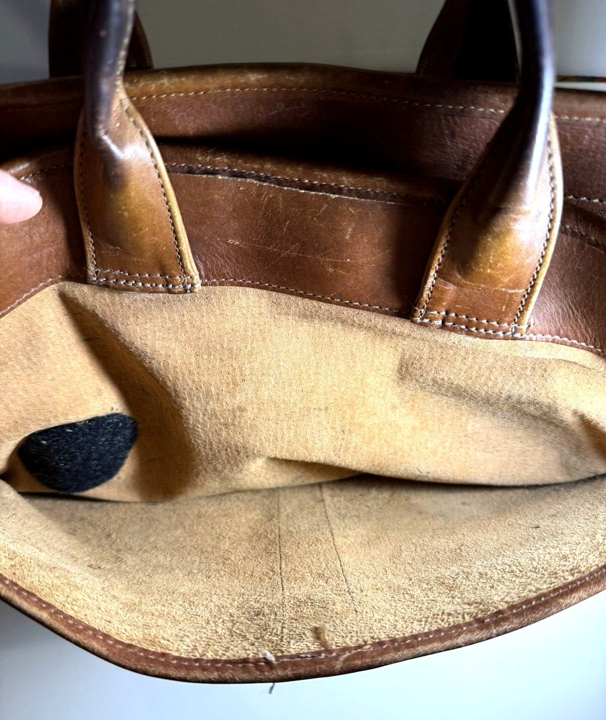 Jack Georges Brown Leather Briefcase Handles Zippers Many Pockets 16-1/2″ x 11″
