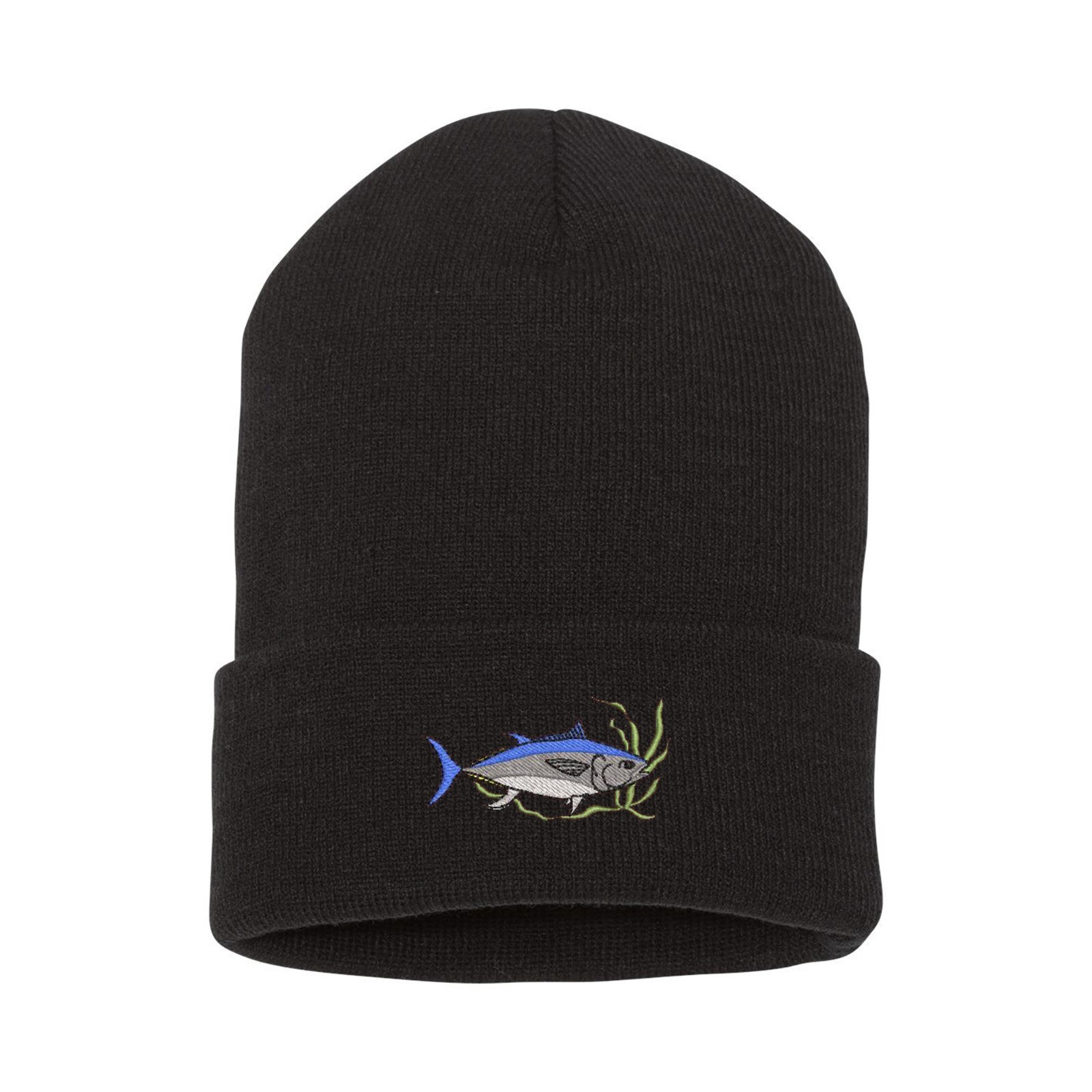 Wildlife Tuna embroidered beanie hat, custom beanie hat, fishing hat