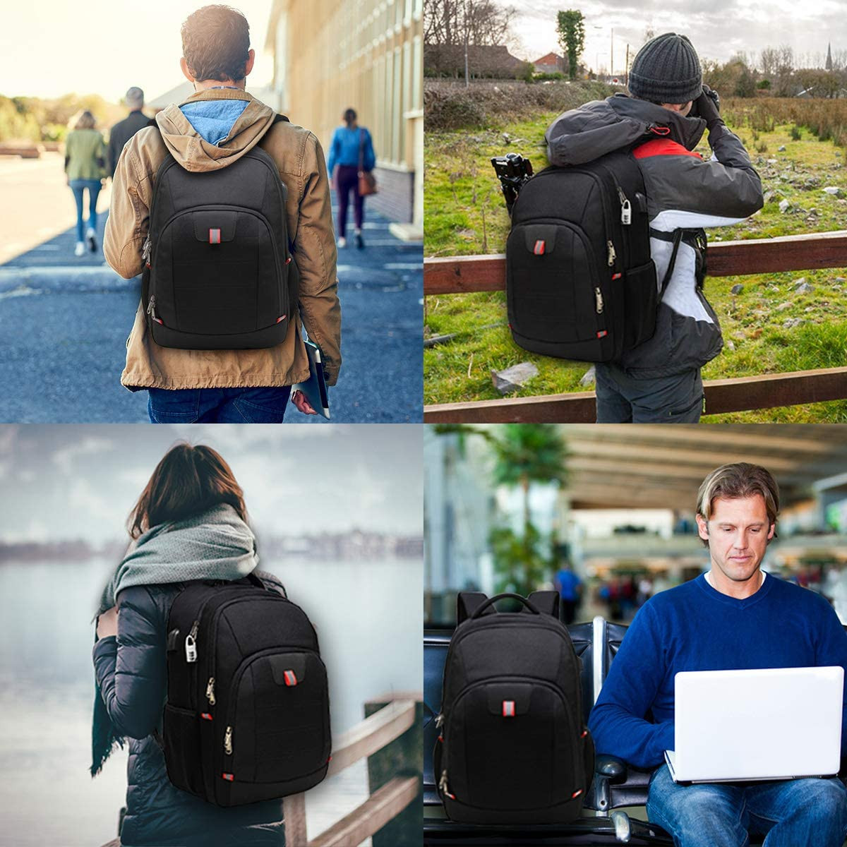 17 Inch Extra Large Laptop Bag Durable Backpack Anti-Theft Water Resistant Black