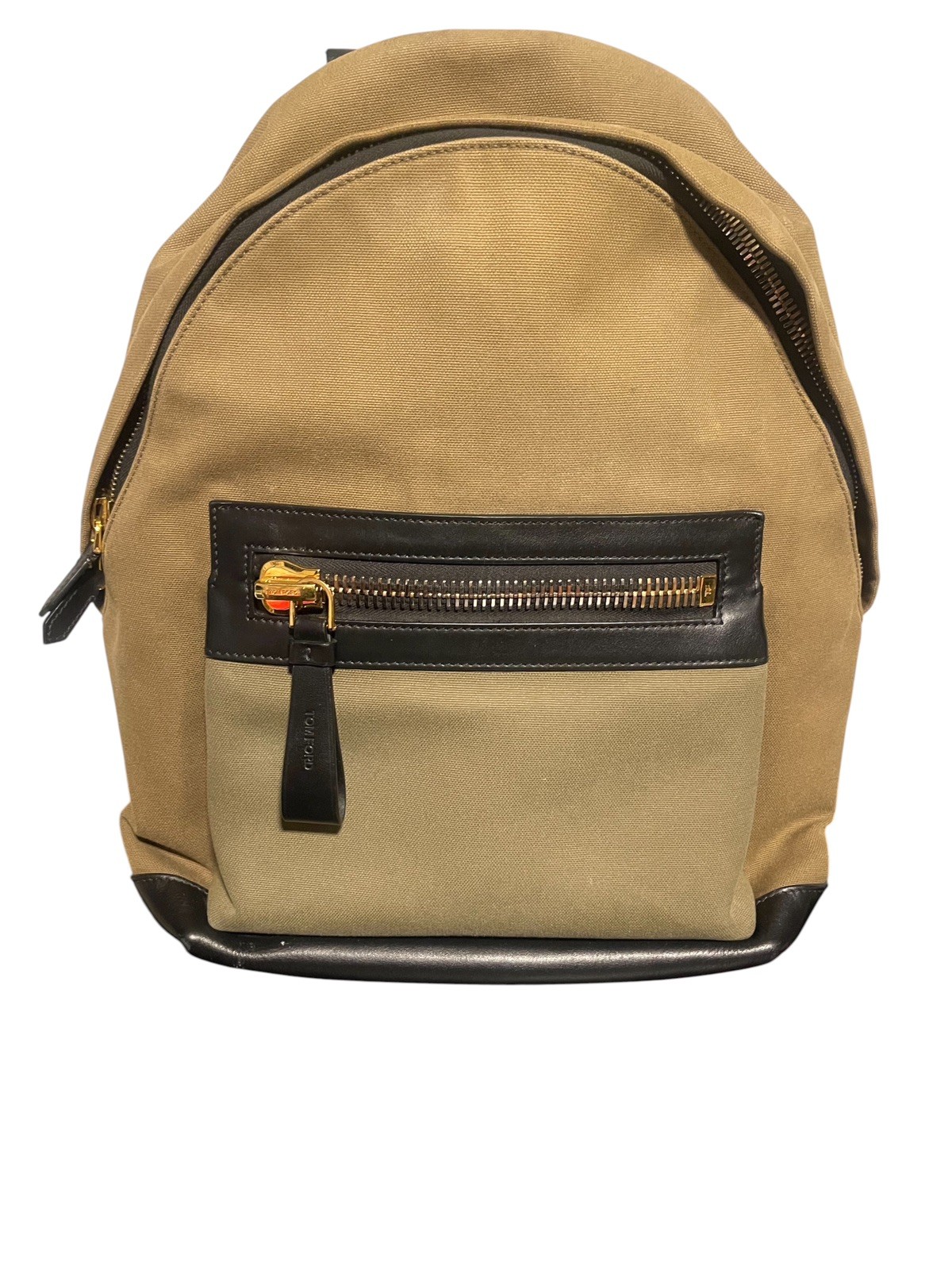 Tom Ford Mens Canvas Leather Trim Backpack
