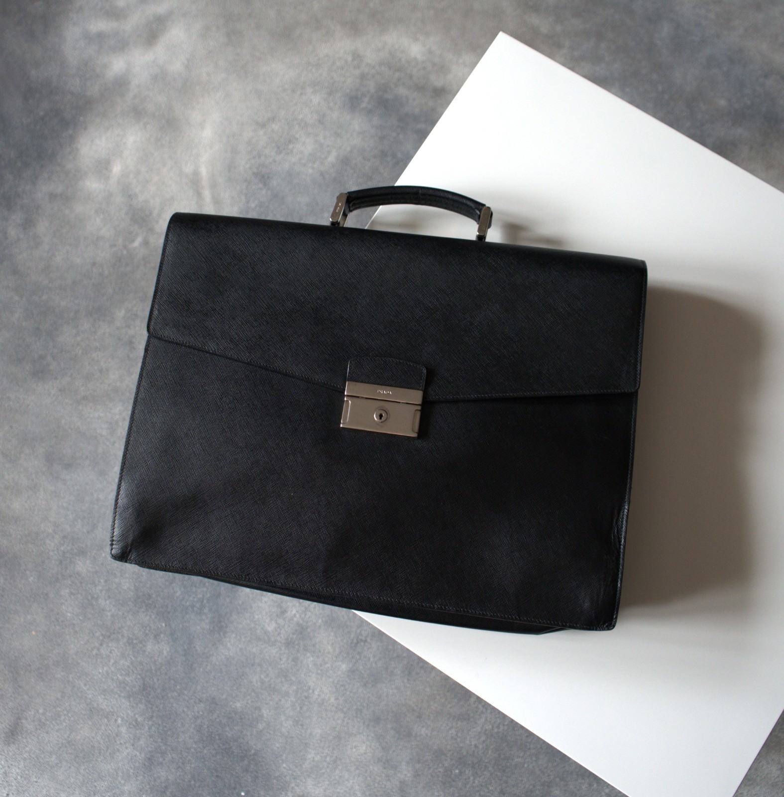 Prada Saffiano Leather Briefcase Document / Business Bag