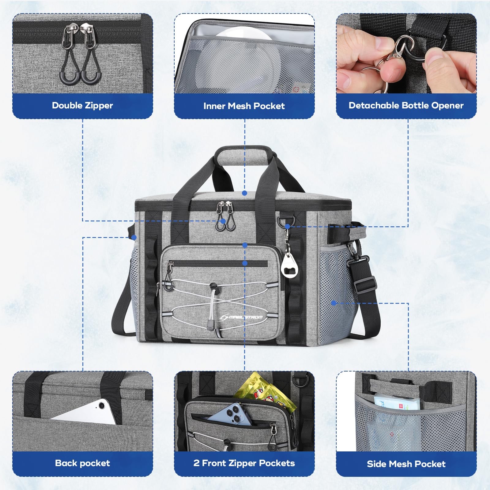 Maelstrom Soft Sided Cooler Bag, 30/40 Can Collapsible Insulated Ice Chest, L…