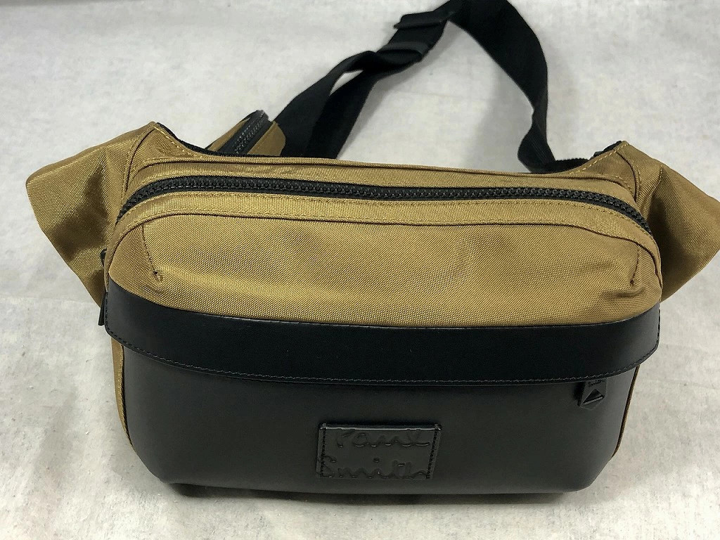 Import duty included for US buyers Paul Smith Waist Bag Beige Nylon 16.5×5.9×2.