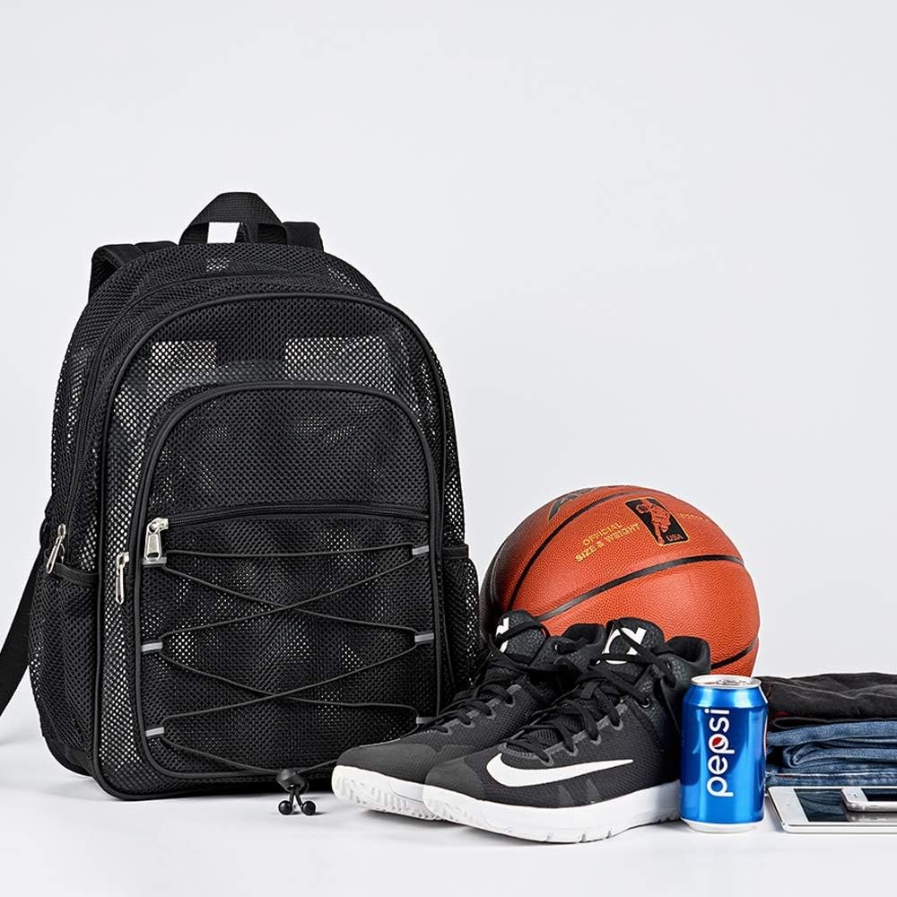 Heavy Duty Mesh Backpack See through College Backpack Semi-Transparent Mesh Book