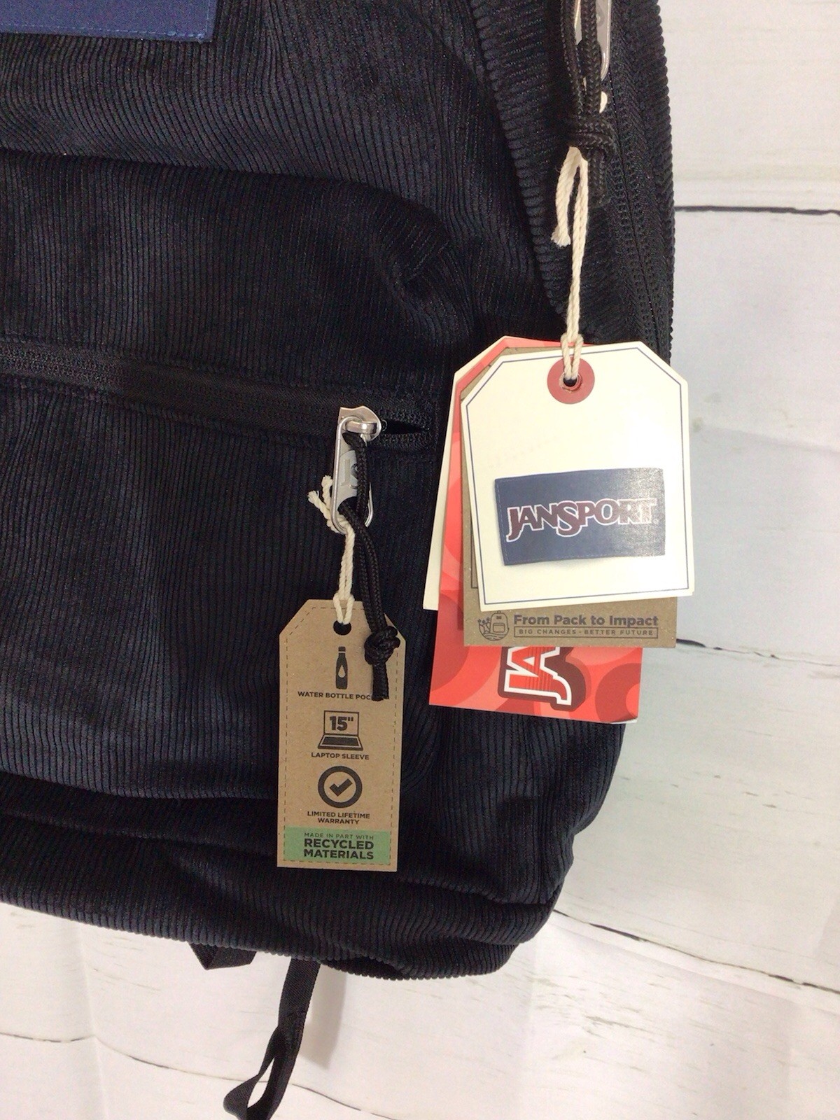 JanSport Black Backpack with Water Bottle Pocket