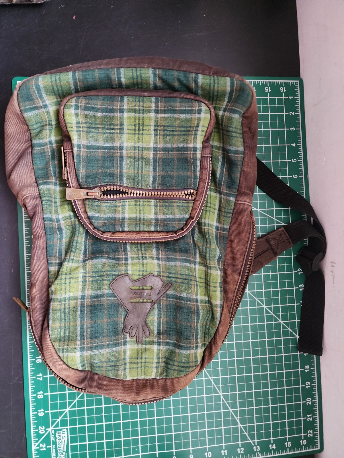 Pendleton Tartan Plaid Wool Backpack w/Leather Handle