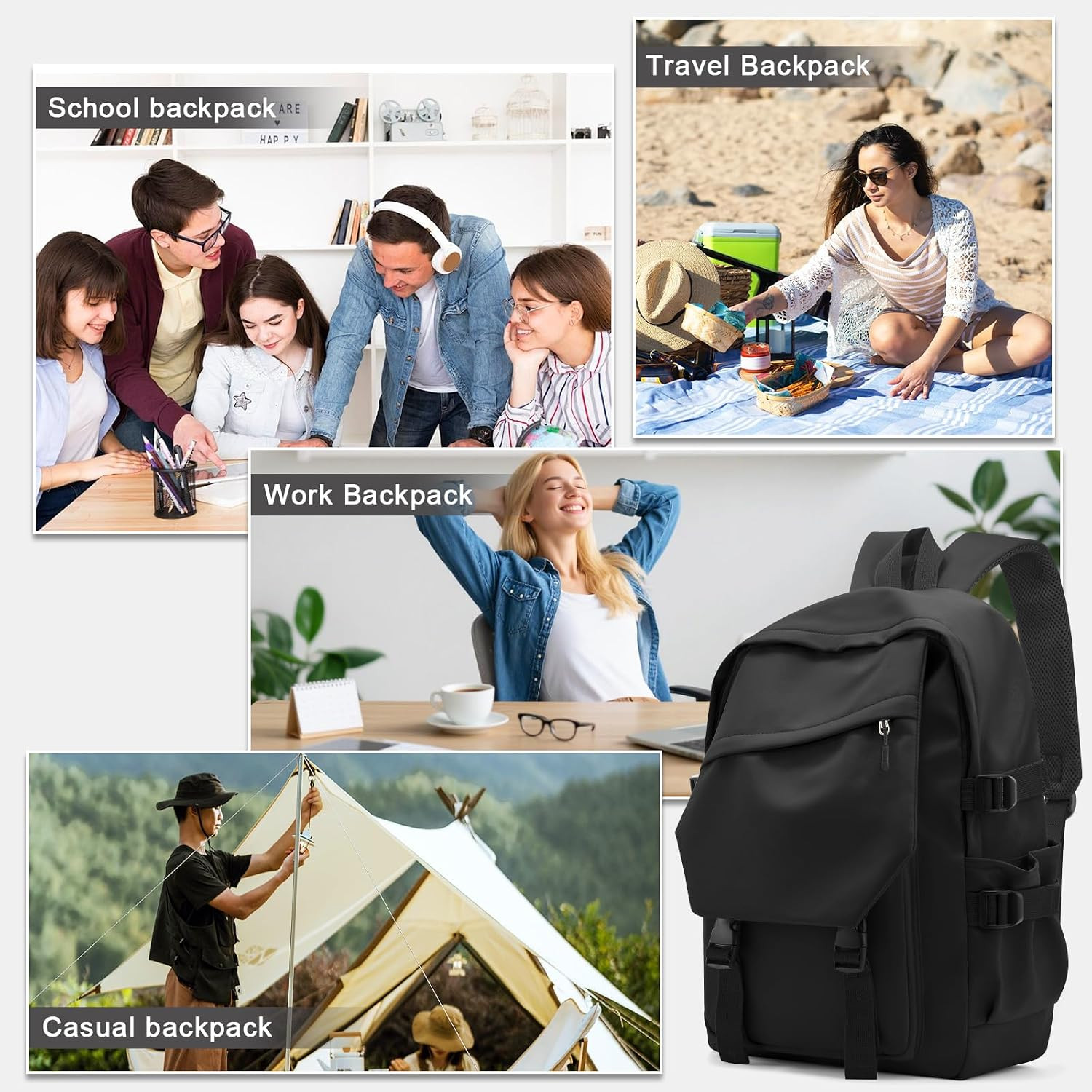 Casual Daypack Large Upgraded Version College Laptop Backpack for Men Women Wate