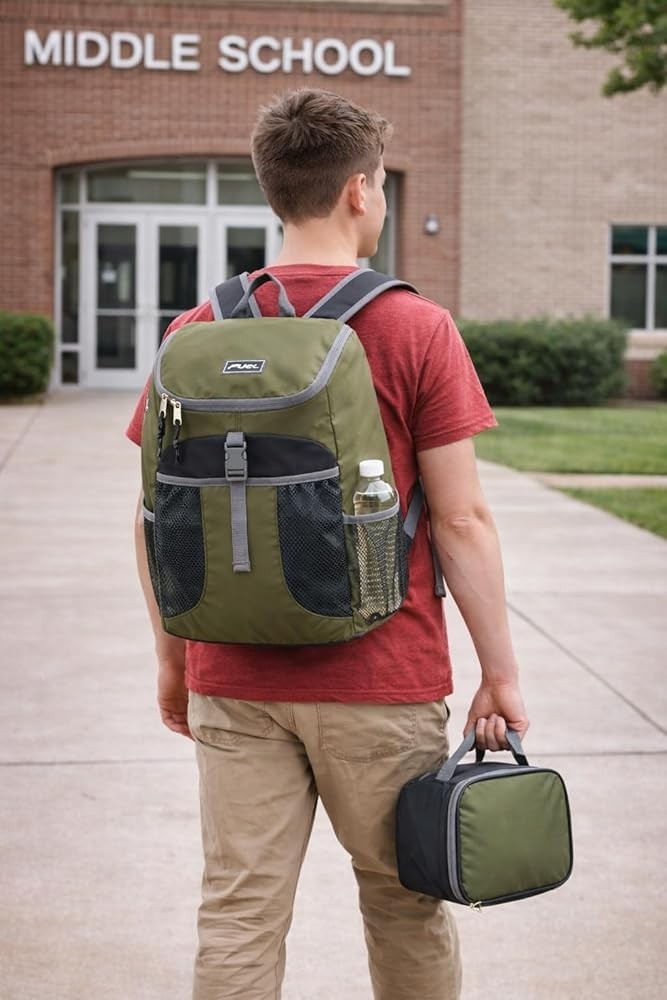 Fuel Top Loader 2 Piece Backpack & Lunch Bag Set, Water Resistant Army Green:…