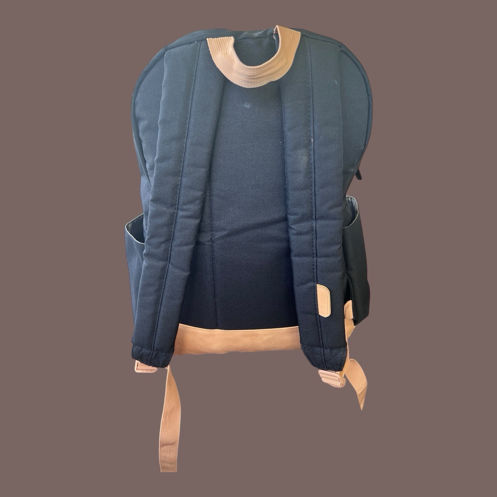 🍀Lucky Brand Leather Backpack Black /Tan Good Fortune 12x18x5.5″ Pre Owned