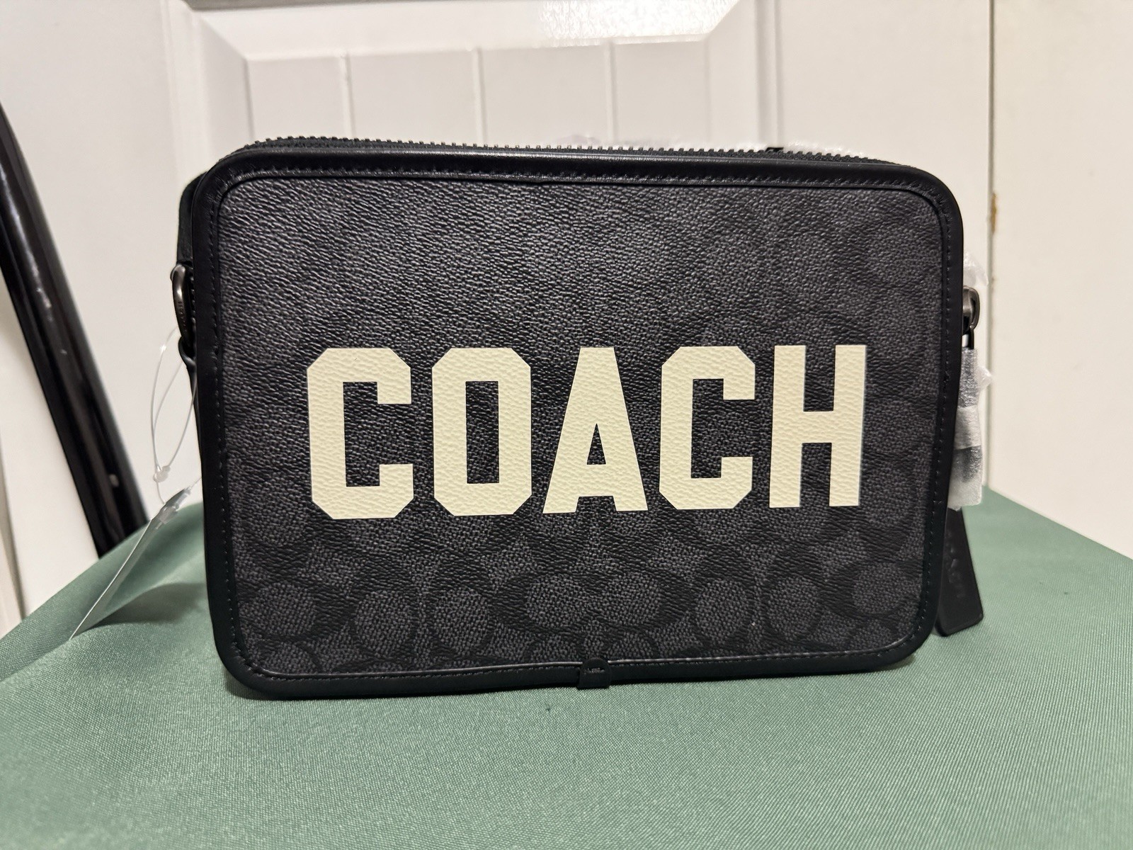 NEW Coach Charter Crossbody 24 In Signature Canvas With Coach Graphic charcoal