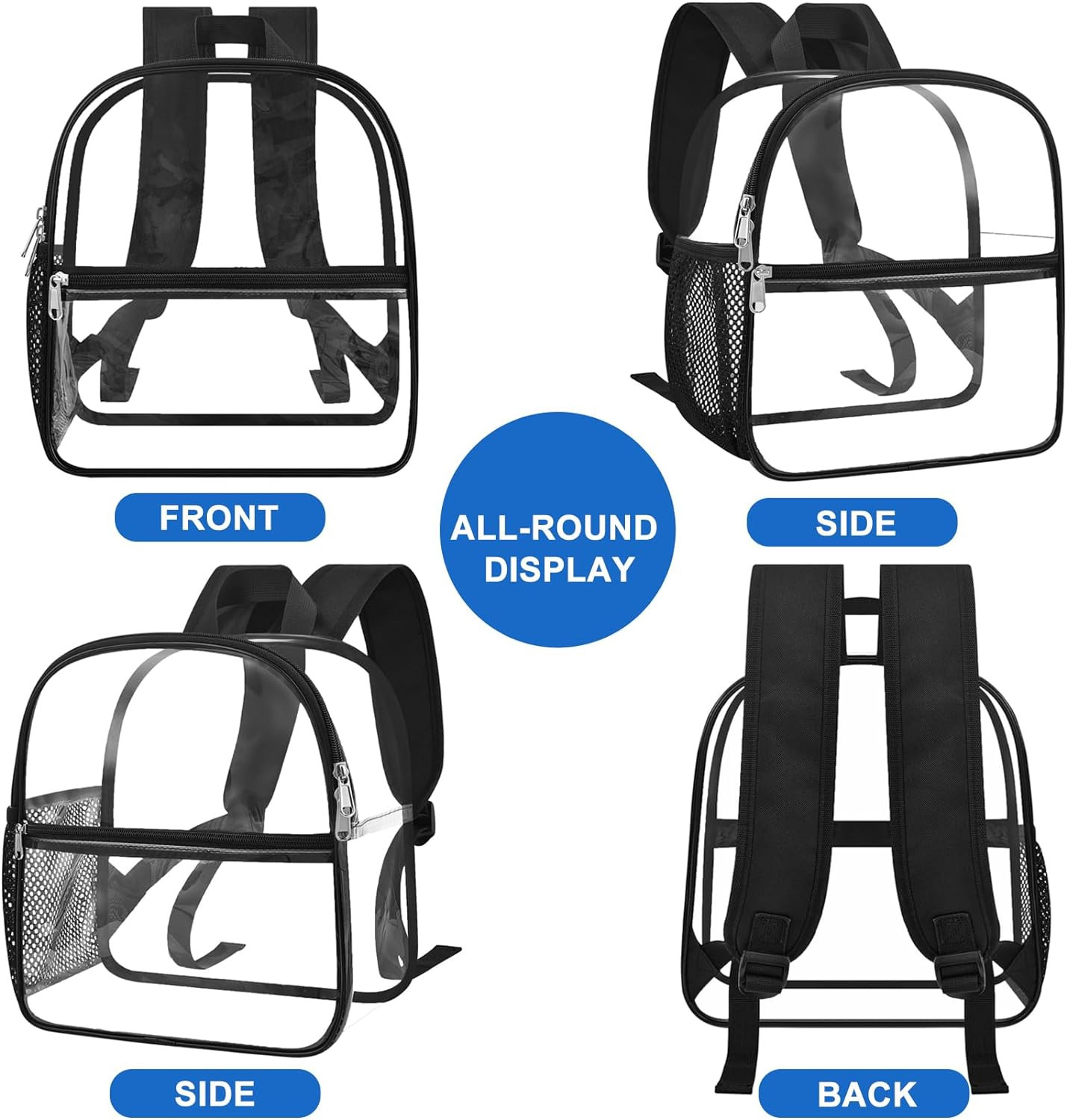 Clear Backpack Stadium Approved, Clear Bag 12 X 6 X 11 In, Small Transparent Bac