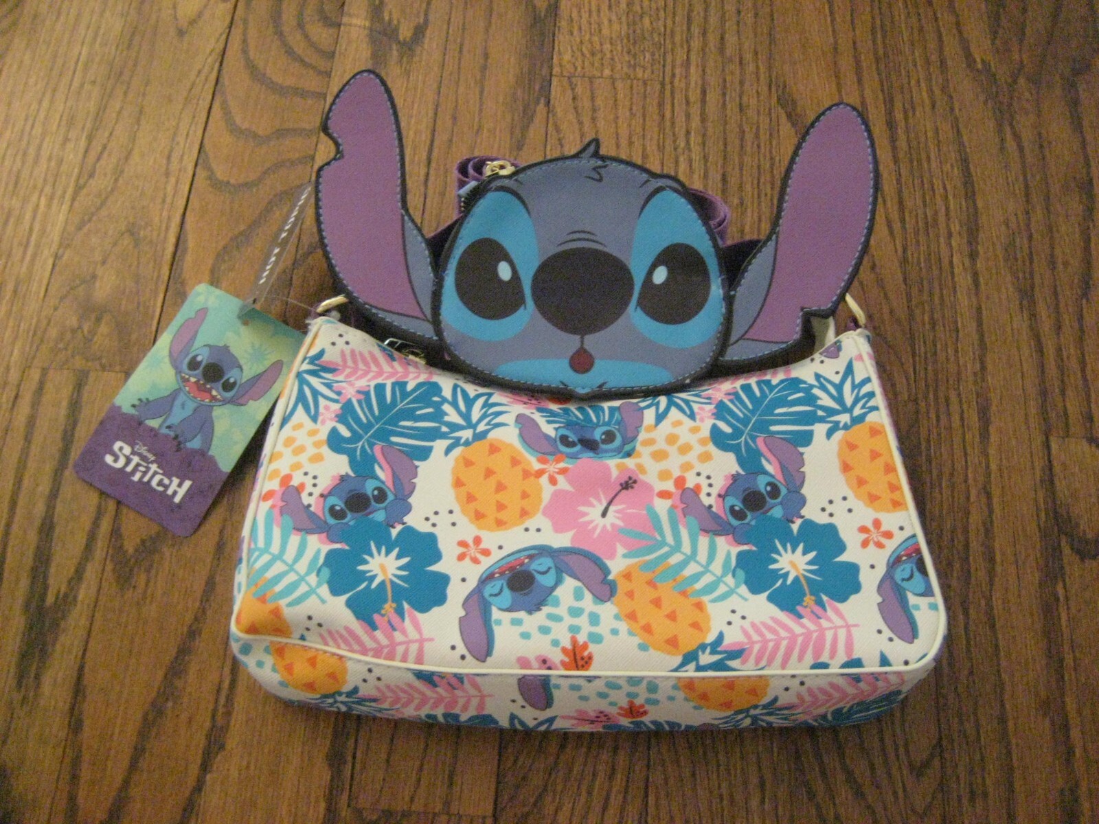 Disney Lilo & Stitch Floral Stitch Crossbody Bag With Coin Pouch-New!