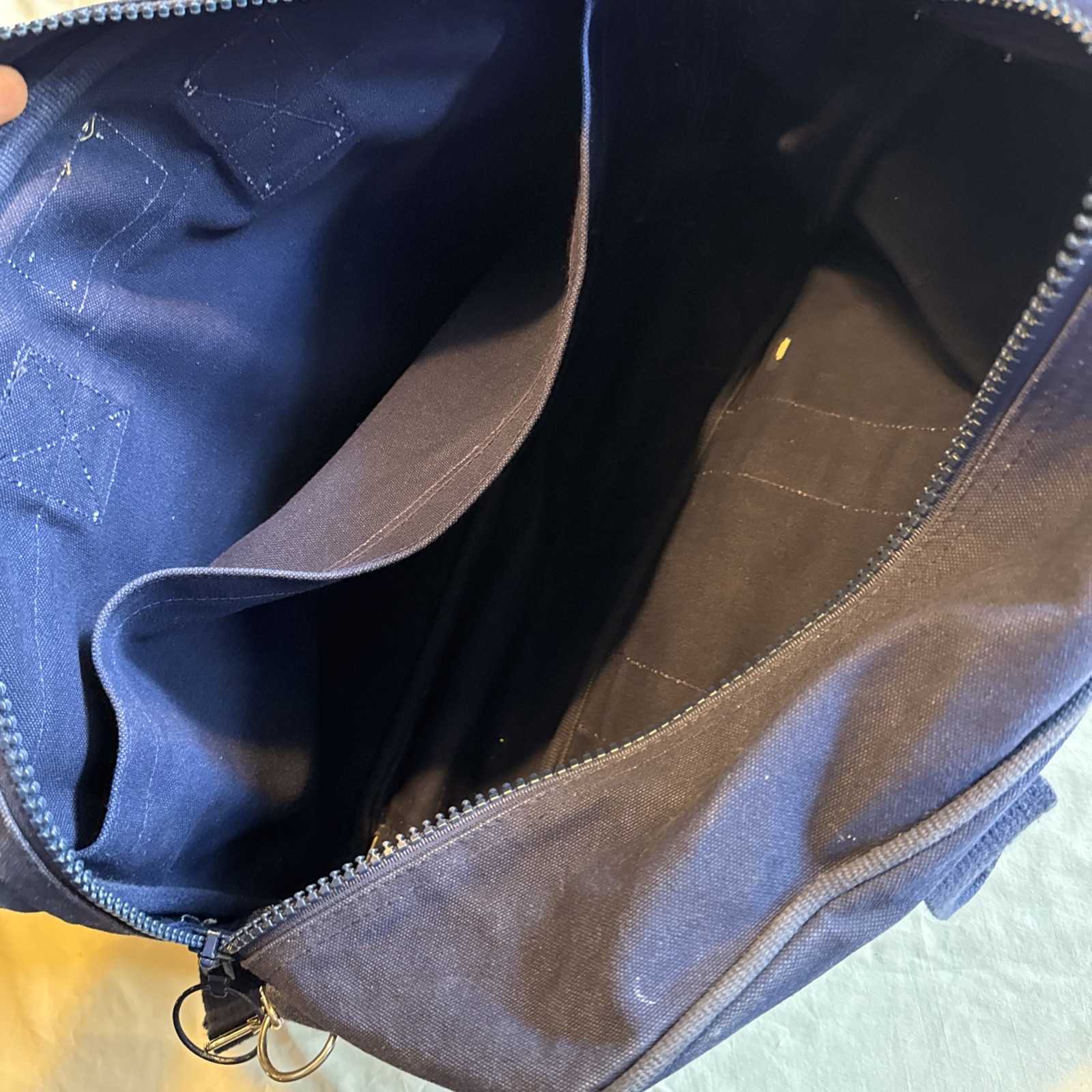 Vintage Lands’ End Square Rigger Canvas Leather Bag USA Navy 1970s Preppy