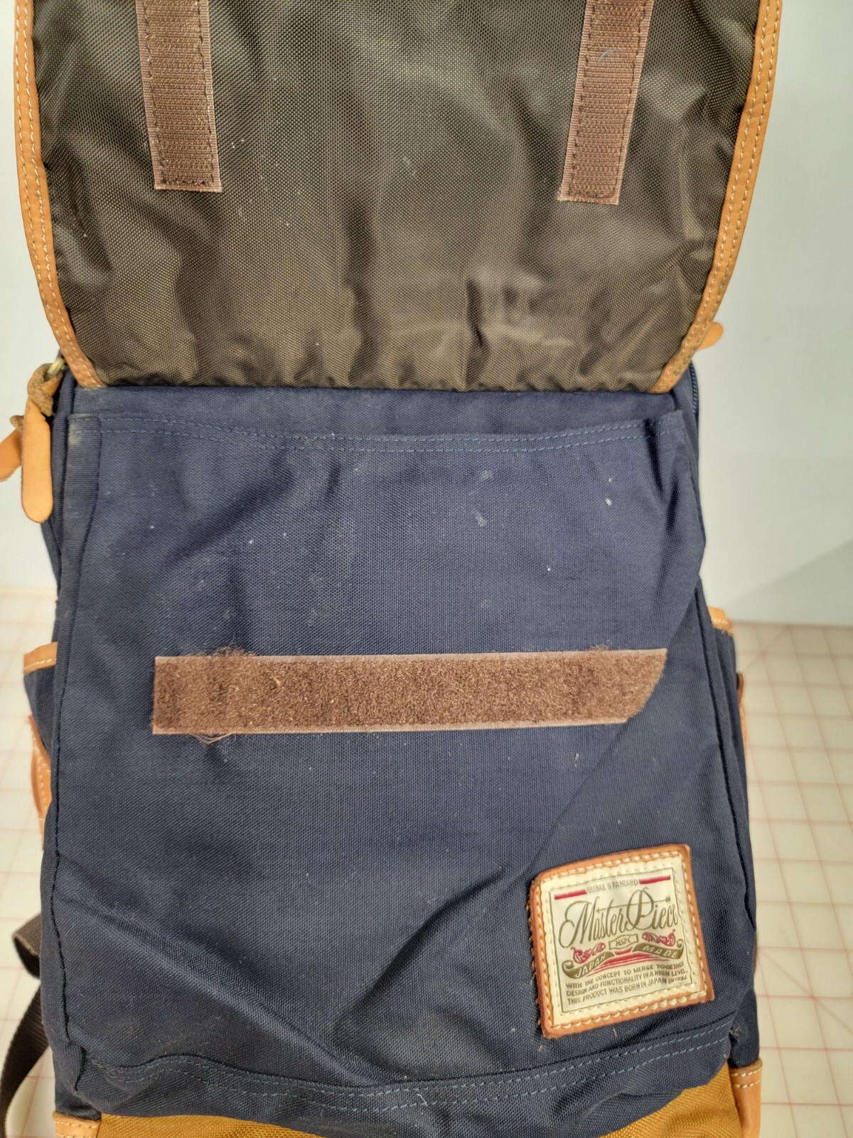 Master-Piece Backpack – Made in Japan Navy & Tan Leather.